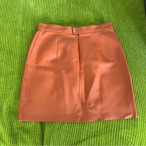 American Apparel Orange Leather Skirt